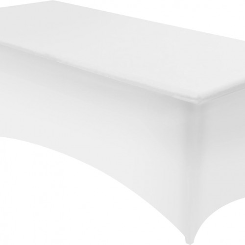 Utopia Kitchen 4FT Spandex Tablecloth [1 Pack, White] 200 GSM Stretch, Fitted, Washable and Wrinkle Resistant Table Cloth Rectangle Cover for Trade Shows, Wedding, Parties [48Lx30Wx30H Inch]