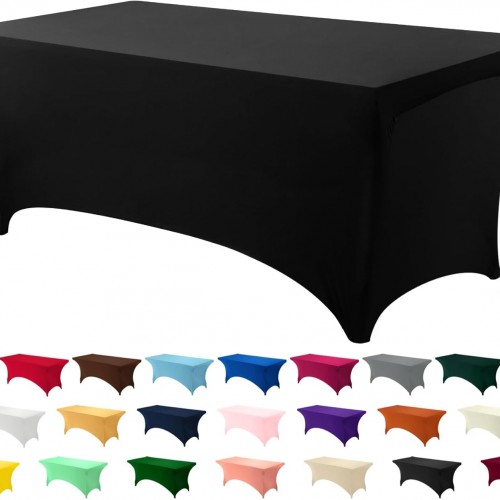 Utopia Kitchen 6FT Spandex Tablecloth [1 Pack, Black] 200 GSM Stretch, Fitted, Washable and Wrinkle Resistant Table Cloth Rectangle Cover for Trade Shows, Wedding, Parties [72Lx30Wx30H Inch]