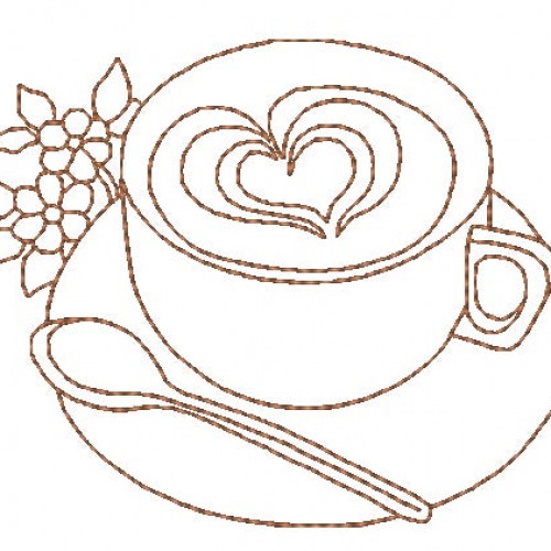 Redwork Coffee [4x4] 11004 Machine Embroidery Designs